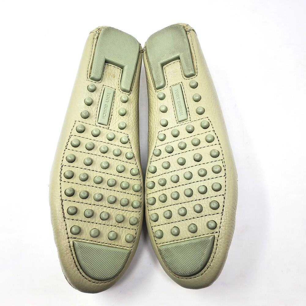 Tory Burch Everly Driver Tumbled Leather Slip On Loafer Sage Green 85159 Sz 6.5 - Picture 7 of 9